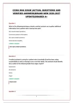 Ccma Nha Exam &vert;Actual Questions And Verified Answers&vert;Brand New 2026-2027 Update&vert;Graded A&plus;