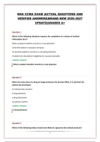 Nha Ccma Exam &vert;Actual Questions And Verified Answers&vert;Brand New 2026-2027 Update&vert;Graded A&plus;