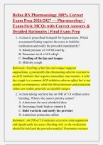 Relias RN Pharmacology Correct Answers &ndash; Practice Questions 2026&sol;2027 &vert; MCQs with Detailed Rationales&NewLine;&NewLine;