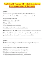 Adult Health Nursing III &ndash; Clinical Judgment Practice Questions & Rationales