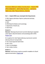 Permanent Makeup & Tattoo Licensing Exam &ndash; Virginia PMU &NewLine;DPOR &lpar;2026&sol;2027&rpar; &ndash; 300 Verified Questions &ndash; Sanitation&comma; &NewLine;Tattoo Law&comma; Color Theory&comma; Business&comma; Anatomy 