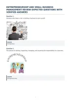 Entrepreneurship And Small Business&NewLine;Management Review Expected Questions With&NewLine;Verified Answers