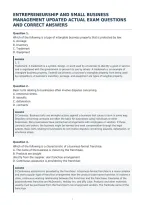 Entrepreneurship And Small Business&NewLine;Management Updated Actual Exam Questions&NewLine;And Correct Answers
