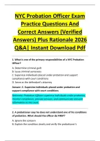 NYC Probation Officer Exam &NewLine;Practice Questions And &NewLine;Correct Answers &lpar;Verified &NewLine;Answers&rpar; Plus Rationale 2026 &NewLine;Q&A&vert; Instant Download Pdf 