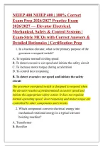 NEIEP 400 National Elevator Industry Educational Program 400 Practice Exam 2026&sol;2027 &vert; Comprehensive MCQs with Answers & Detailed Rationales&NewLine;&NewLine;