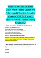 Arkansas Master Plumber &NewLine;Exam Most Tested Questions &NewLine;Collection & Verified Detailed &NewLine;Answers With Rationales&vert; &NewLine;Tutor Verified Success Exam&rpar; &NewLine;Graded A&plus;