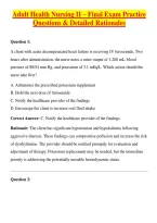 Adult Health Nursing II &ndash; Final Exam Practice Questions & Detailed Rationales