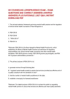 Nh Counseling Jurisprudence Exam &ndash; Exam &NewLine;Questions And Correct Answers &lpar;Verified &NewLine;Answers&rpar; Plus Rationale &vert; 2027 Q&A &vert; Instant &NewLine;Download Pdf