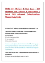 NURS 6501 Midterm & Final Exam &ndash; 250&NewLine;Questions with Answers & Explanations &vert;&NewLine;Latest 2026 Advanced Pathophysiology&NewLine;Walden Study Guide&NewLine;