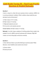 Adult Health Nursing III &ndash; Final Exam Practice Questions & Detailed Rationales