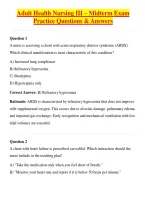 Adult Health Nursing III &ndash; Midterm Exam Practice Questions & Answers