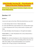 Adult Health Nursing III &ndash; Prioritization & Clinical Decision-Making Questions