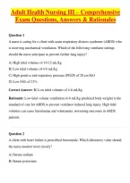 Adult Health Nursing III &ndash; Comprehensive Exam Questions&comma; Answers & Rationales