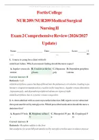 NUR 209 Medical Surgical Nursing II Exam 2 Review &vert; 100 Q&A Fortis College&NewLine;&NewLine;