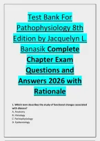 Test Bank For &NewLine;Pathophysiology 8th &NewLine;Edition by Jacquelyn L&period; &NewLine;Banasik Complete &NewLine;Chapter Exam &NewLine;Questions and &NewLine;Answers 2026 with &NewLine;Rationale 
