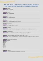 BIO 103 - Exam 1 &lpar;Chapters 1-3&rpar; Study Guide &vert; Questions&NewLine;with 100&percnt; Verified Answers &vert; Latest Update 2026&sol;2027