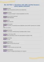 Bio 103 Unit 1 &vert; Questions with 100&percnt; Verified Answers &vert;&NewLine;Latest Update 2026&sol;2027
