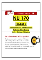 NU 155  &NewLine;EXAM 2 &NewLine;Tested Questions with Rationales Medical&NewLine;Surgical Nursing I &NewLine;Galen College of Nursing