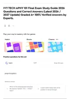 IVY TECH APHY 101 Final Exam Study Guide 2026 Questions and Correct Answers &lpar;Latest 2026 &sol; 2027 Update&rpar; Graded A&plus; 100&percnt; Verified Answers by Experts&period;