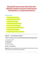 EPA Lead Risk Assessor Exam Study Guide Latest &NewLine;2026&sol;2027&semi; Questions and Correct Verified Answers &NewLine;with Rationales &vert; A&plus; Graded Guaranteed Pass 