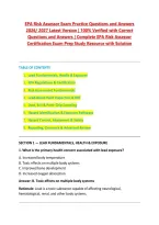 EPA Risk Assessor Exam Practice Questions and Answers &NewLine;2026&sol; 2027 Latest Version &vert; 100&percnt; Verified with Correct &NewLine;Questions and Answers &vert; Complete EPA Risk Assessor &NewLine;Certification Exam Prep Study Resource with Solution 