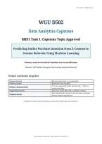 WGU D502 BHN1 Task 1&colon; Capstone Topic Approval &vert; Data Analytics Capstone&comma; UCI Online Shoppers Dataset & Random Forest &vert; 2026&sol;2027 Updated &vert; Complete Submission