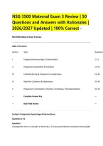 NSG 3500 Maternal Exam 3 Review &vert; 50 &NewLine;Questions and Answers with Rationales &vert; &NewLine;2026&sol;2027 Updated &vert; 100&percnt; Correct - 