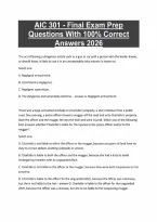 AIC 301 - Final Exam Prep&NewLine;Questions With 100&percnt; Correct&NewLine;Answers 2026
