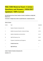 NSG 3500 Maternal Exam 4 review &vert; &NewLine;Questions and Answers &vert; 2026&sol;2027 &NewLine;Updated &vert; 100&percnt; Correct