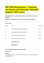 NSG 3500 Maternal Exam 1 &vert; Questions &NewLine;and Answers with Rationales &vert; 2026&sol;2027 &NewLine;Updated &vert; 100&percnt; Correct  