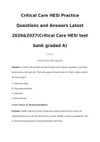 Critical Care Hesi Practice Questions And Answers &vert; 2026&ndash;2027 Exam Review With Detailed Rationales