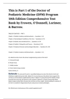 Doctor of Podiatric Medicine &lpar;DPM&rpar; Program 10th Edition Comprehensive Test Bank by Frowen&comma; O'Donnell&comma; Lorimer&comma; & Burrow