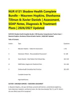 NUR 6121 Shadow Health Complete &NewLine;Bundle &ndash; Maureen Hopkins&comma; Shoshanna &NewLine;Tillman & Xavier Daniels &vert; Assessment&comma; &NewLine;SOAP Notes&comma; Diagnosis & Treatment &NewLine;Plans &vert; 2026&sol;2027 Updated