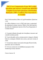TDCJ Core Competencies Exam 100 Verified Questions and Answers Actual Exam 2026&sol;2027 Complete Exam-Style Questions with Detailed Rationales &vert; 100&percnt; Verified &vert; Pass Guaranteed &ndash; A&plus; Graded
