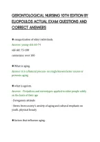 Gerontological Nursing 10Th Edition By&NewLine;Eliopoulos Actual Exam Questions And&NewLine;Correct Answers