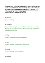 Gerontological Nursing 10Th Edition By&NewLine;Eliopoulos Examination Test Complete&NewLine;Questions And Answers