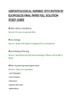 Gerontological Nursing 10Th Edition By&NewLine;Eliopoulos Final Paper Full Solution&NewLine;Study Guide&NewLine;