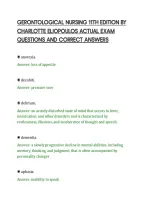 Gerontological Nursing 11Th Edition By&NewLine;Charlotte Eliopoulos Actual Exam&NewLine;Questions And Correct Answers