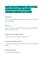 Giant Eagle Pharmacy Tech Actual&NewLine;Exam Questions And Correct&NewLine;Answers Complete Test Paper