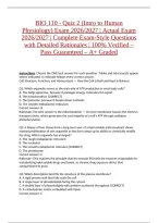 BIO 110 - Quiz 2 &lpar;Intro to Human Physiology&rpar; Exam 2026&sol;2027 &vert; Actual Exam 2026&sol;2027 &vert; Complete Exam-Style Questions with Detailed Rationales &vert; 100&percnt; Verified &ndash; Pass Guaranteed &ndash; A&plus; Graded