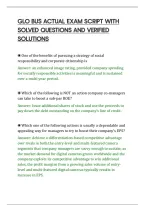Glo Bus Actual Exam Script With&NewLine;Solved Questions And Verified&NewLine;Solutions