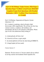 AQA GCSE Biology Triple Science 2026 Paper 1 Question Paper Verified Actual Exam 2026&sol;2027 Complete Exam-Style Questions with Detailed Rationales &vert; 100&percnt; Verified &vert; Pass Guaranteed &ndash; A&plus; Graded