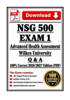 NSG 500 Exam 1 &vert; Advanced Health Assessment &vert; Wilkes  &vert; Q & A &vert; 100&percnt; Correct 2026&sol;2027 Edition &lpar;PDF&rpar;