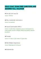 Gold Coast Exam Prep Questions And&NewLine;Answers Full Solution