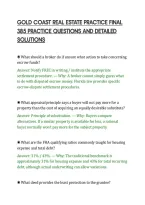 Gold Coast Real Estate Practice Final&NewLine;385 Practice Questions And Detailed&NewLine;Solutions&NewLine;