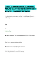 Google Certified Educator Level 2&NewLine;Actual Exam Questions And Correct&NewLine;Answers Complete Test Paper&NewLine;