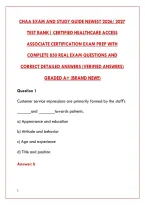 CHAA Exam and Study Guide Newest 2026&sol;2027 Test Bank &vert; Certified Healthcare Access Associate Certification Exam Prep with Complete 850 Real Exam Questions and Correct Detailed Answers &lpar;Verified Answers&rpar; Graded A&plus; &lpar;Brand New&excl;&excl;&rpar;