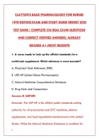 Clayton&rsquo;s Basic Pharmacology For Nurses&NewLine;19Th Edition Exam And Study Guide Newest 2025&NewLine;&NewLine;Test Bank&vert; Complete 550 Real Exam Questions&NewLine;And Correct Verified Answers&sol; Already&NewLine;&NewLine;Graded A&plus; &lpar;Most Recent&excl;&excl;&rpar;&NewLine;