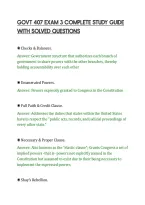 Govt 407 Exam 3 Complete Study Guide&NewLine;With Solved Questions
