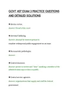 Govt 407 Exam 3 Practice Questions&NewLine;And Detailed Solutions